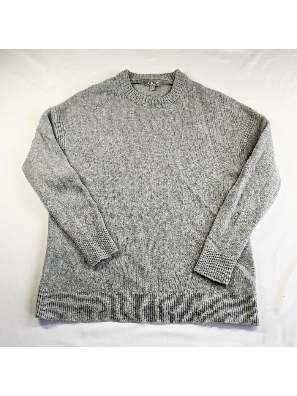 J.Crew Gray 100% Lamb Wool Crew Neck Sweater Classic Fit Soft Comfortable Sml